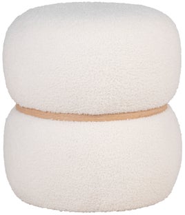 Pufa skandynawska okrągła tkanina boucle biała Ø38x41 cm – grafika-1.