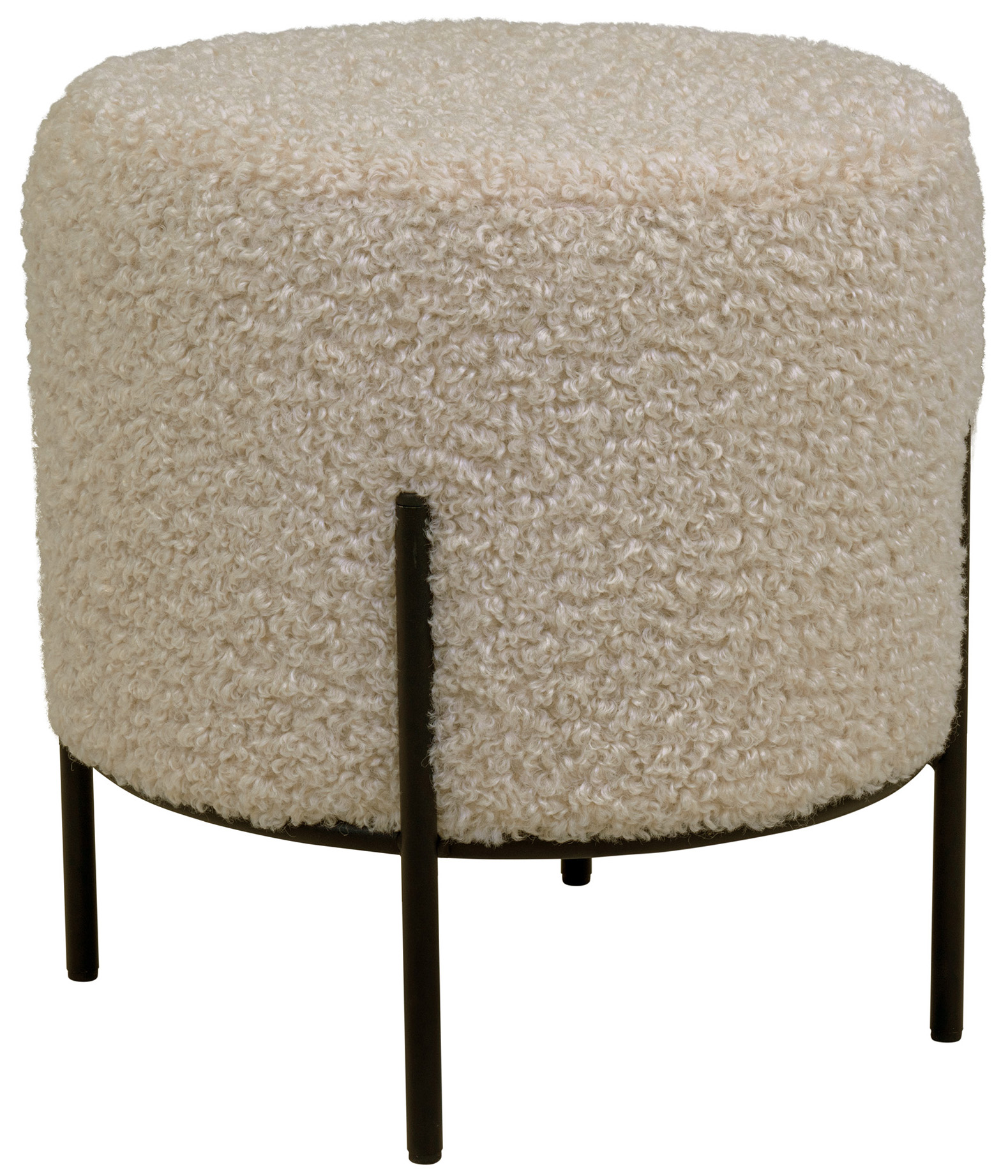 Pufa szarobrązowa na nóżkach imitacja wełny owczej Ø36x37 cm – grafika-1.