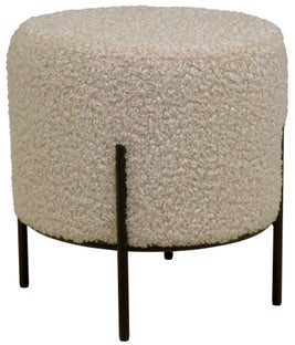 Pufa szarobrązowa na nóżkach imitacja wełny owczej Ø36x37 cm – grafika-1.