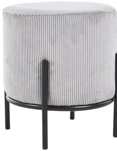 Jasnoszara pufa sztruksowa o średnicy 35 cm z czarnymi nogami – grafika-1.