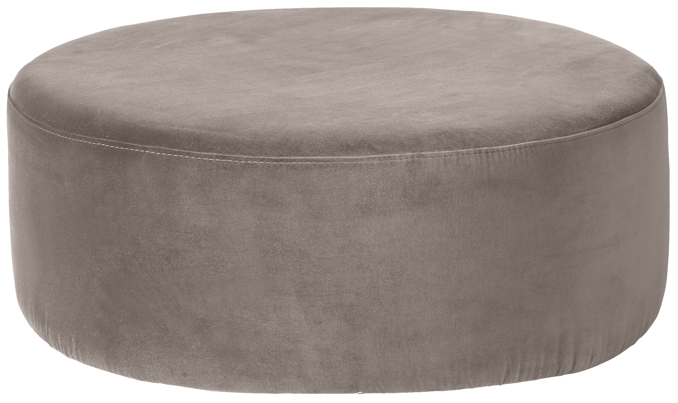 Pufa okrągła tapicerowana szara duża  – obraz-1