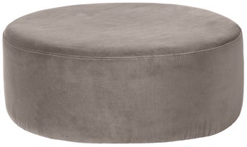 Pufa okrągła tapicerowana szara duża – obraz-1