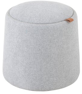Pufa ze schowkiem z tkaniny szara Ø45x42 cm – obraz-1