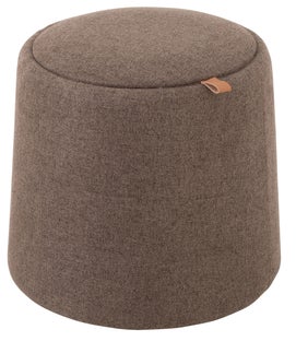 Pufa ze schowkiem z tkaniny brązowa Ø45x42 cm – obraz-1