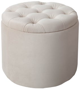 Pufa aksamitna w kolorze beżowym z funkcją schowka w stylu nowoczesnym – grafika-1.