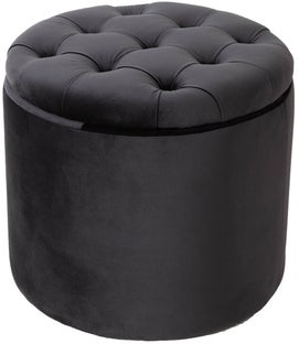 Pufa aksamitna czarna z praktycznym schowkiem Ø50x41 cm – grafika-1.