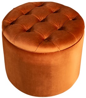 Pufa ze schowkiem pikowana aksamit rdzawa brązowa Ø50x41 cm – obraz-1