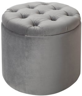 Pufa ze schowkiem aksamitna w kolorze srebrno-szarym z nowoczesnym stylem – grafika-1.