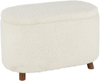 Pufa ze schowkiem z miękką tapicerką biała 80x48 cm – obraz-1