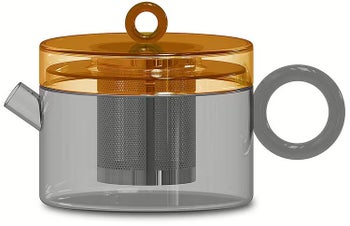 R: WD649G Стъклен чайник с цветна дръжка, оранжвео и сиво 800мл Olympia – изображение-1