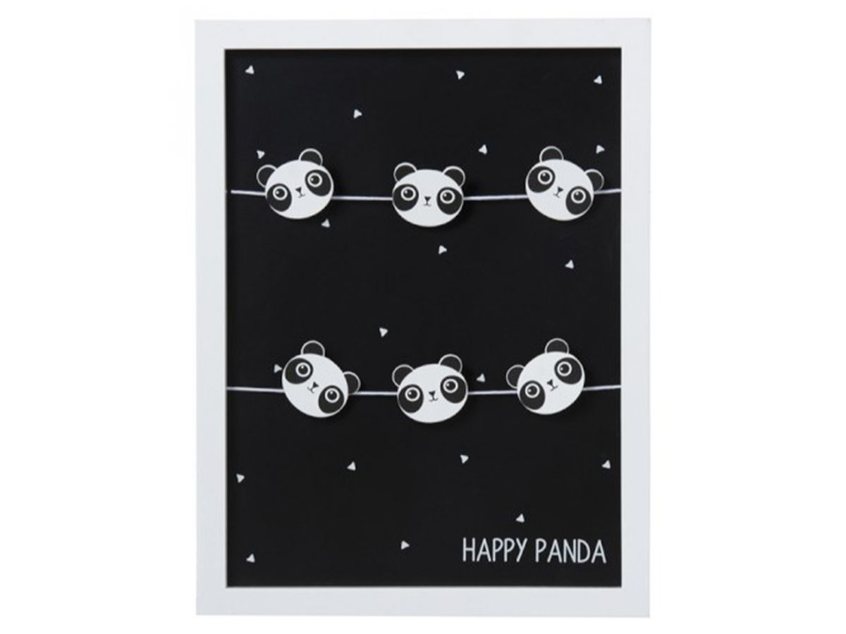 Ramka na zdjęcia z klipsami Panda 32x42 cm czarno-biała – obraz-1