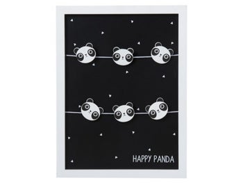 Ramka na zdjęcia z klipsami Panda 32x42 cm czarno-biała – obraz-1