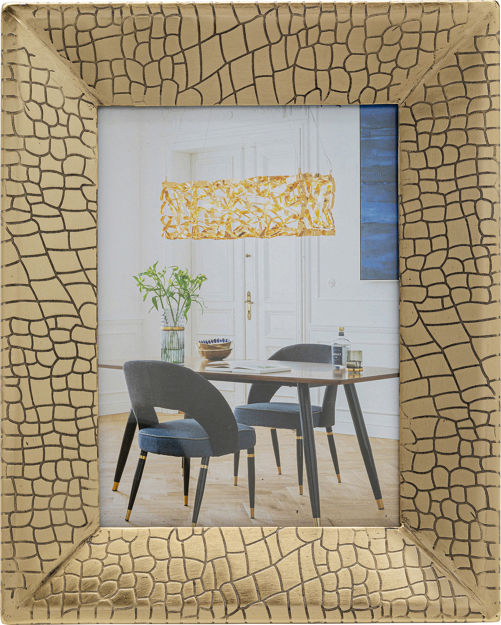 Ramka na zdjęcia złota wzór skóra krokodyla 20x25 cm – obraz-1