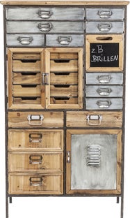 Regał industrialny drewniany z szufladami 132 x 76 cm – obraz-1
