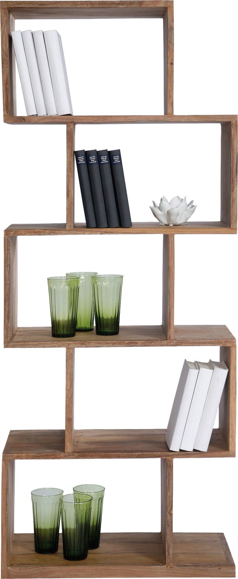 Hylla Authentico Zick Zack - Bokhyllla i Massivt Trä, 150x60cm – bild-1.