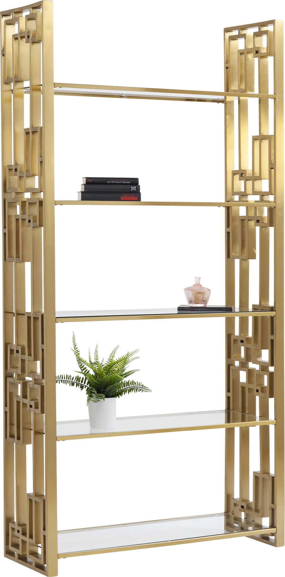 Hylla Boulevard - Öppen Bokhylla i Mässing/Glas – bild-1.