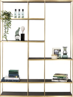 Regał stojący metalowo drewniany półki złoty 150x200 cm – obraz-1