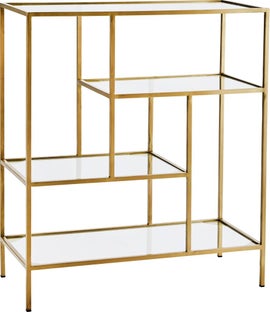 Regał stojący metal szkło półki złoty 67 x 77 cm – obraz-1