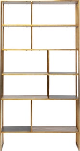 Regał stojący metal półki złoty czarny 90x170 cm – obraz-1