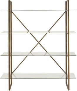 Regał stojący metalowy szklane półki miedziany 180x150 cm – obraz-1