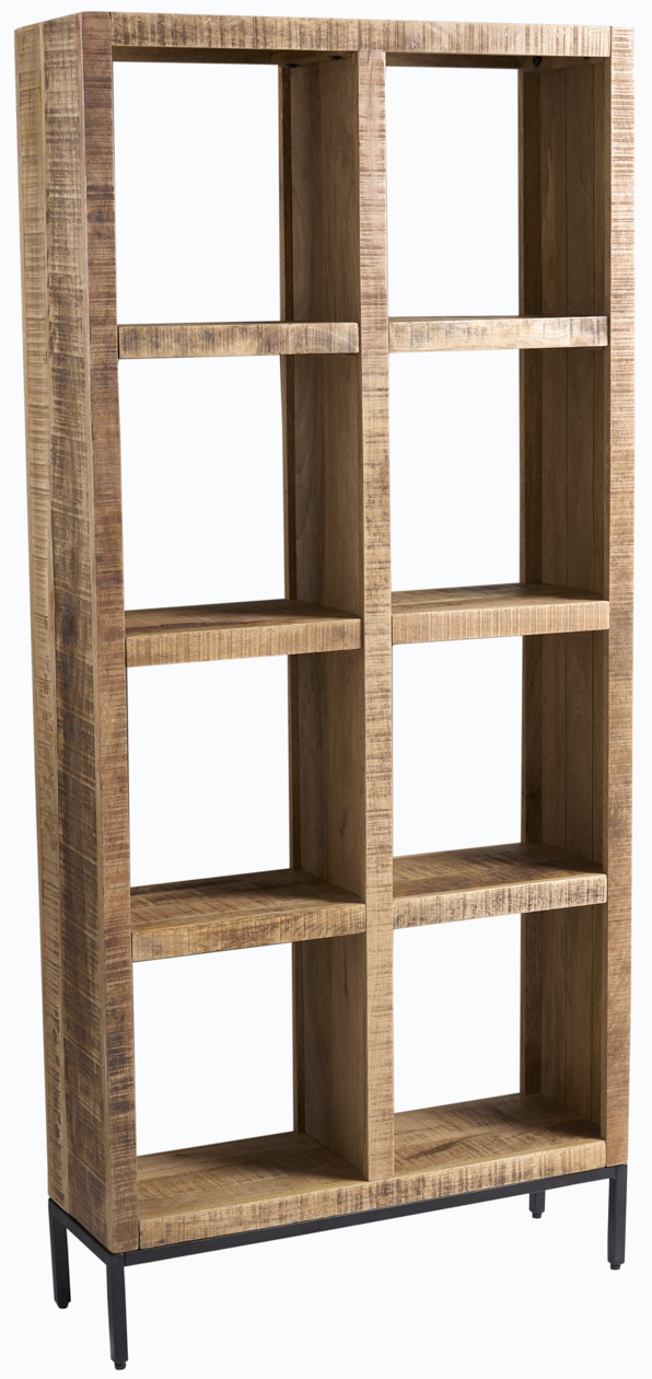 Regał do salonu z drewna mango naturalnego z metalowymi nogami – grafika-1.