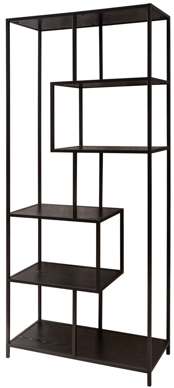 Regał do salonu czarny jesion z metalową ramą w nowoczesnym stylu – grafika-1.