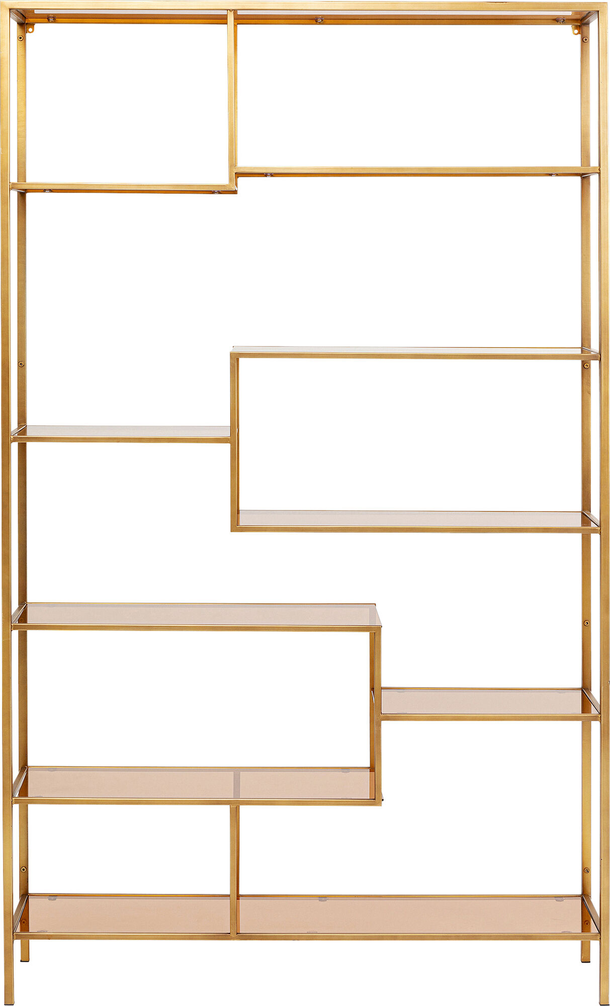 Hylla Loft - Öppen Bokhylla i Guld/Glas, 195x115cm – bild-1.