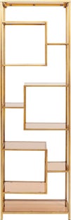 Regał stojący złoty metal szklane półki 195 x 60 cm – obraz-1