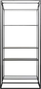 Regał loft stal czarna i szkło transparentne 90x200 cm – obraz-1