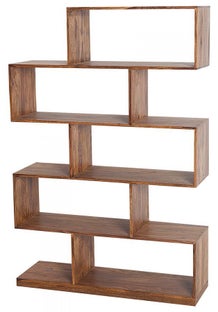 Asymetryczny regał drewniany brązowy do nowoczesnych wnętrz – grafika-1.