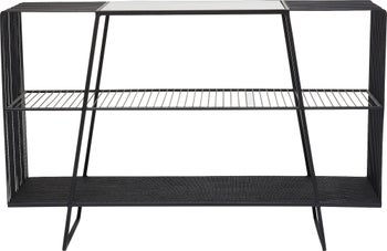 Regał stojący metalowy ażurowy czarny nóżki półki 78x120 cm – obraz-1