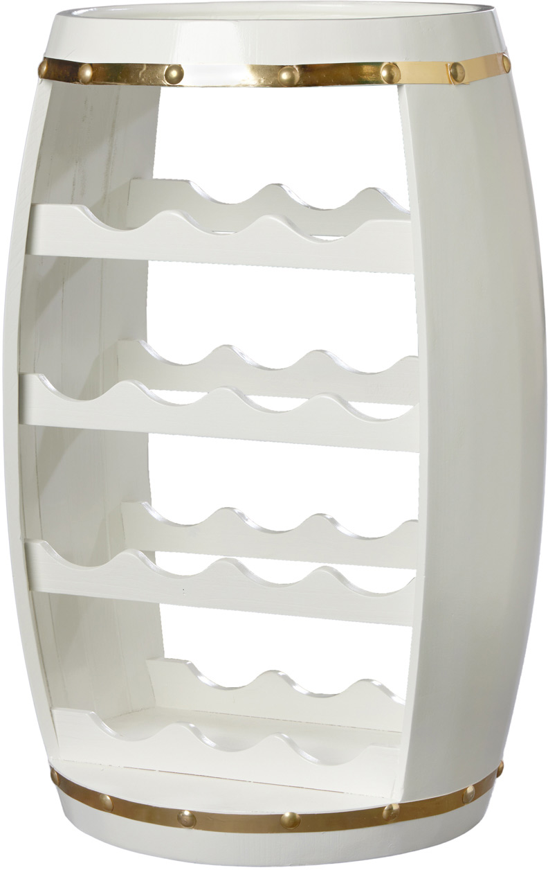 Regał na wino drewniany w stylu nowoczesnym biały z ozdobami złotymi – grafika-1.