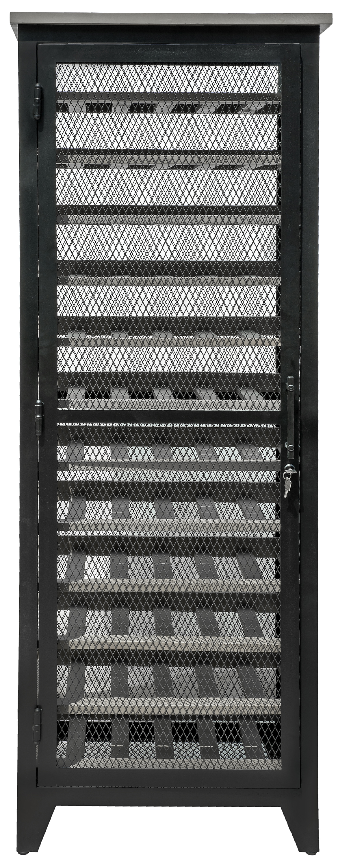 Regał na wino metal i drewno czarno-szary 67x184 cm – obraz-1