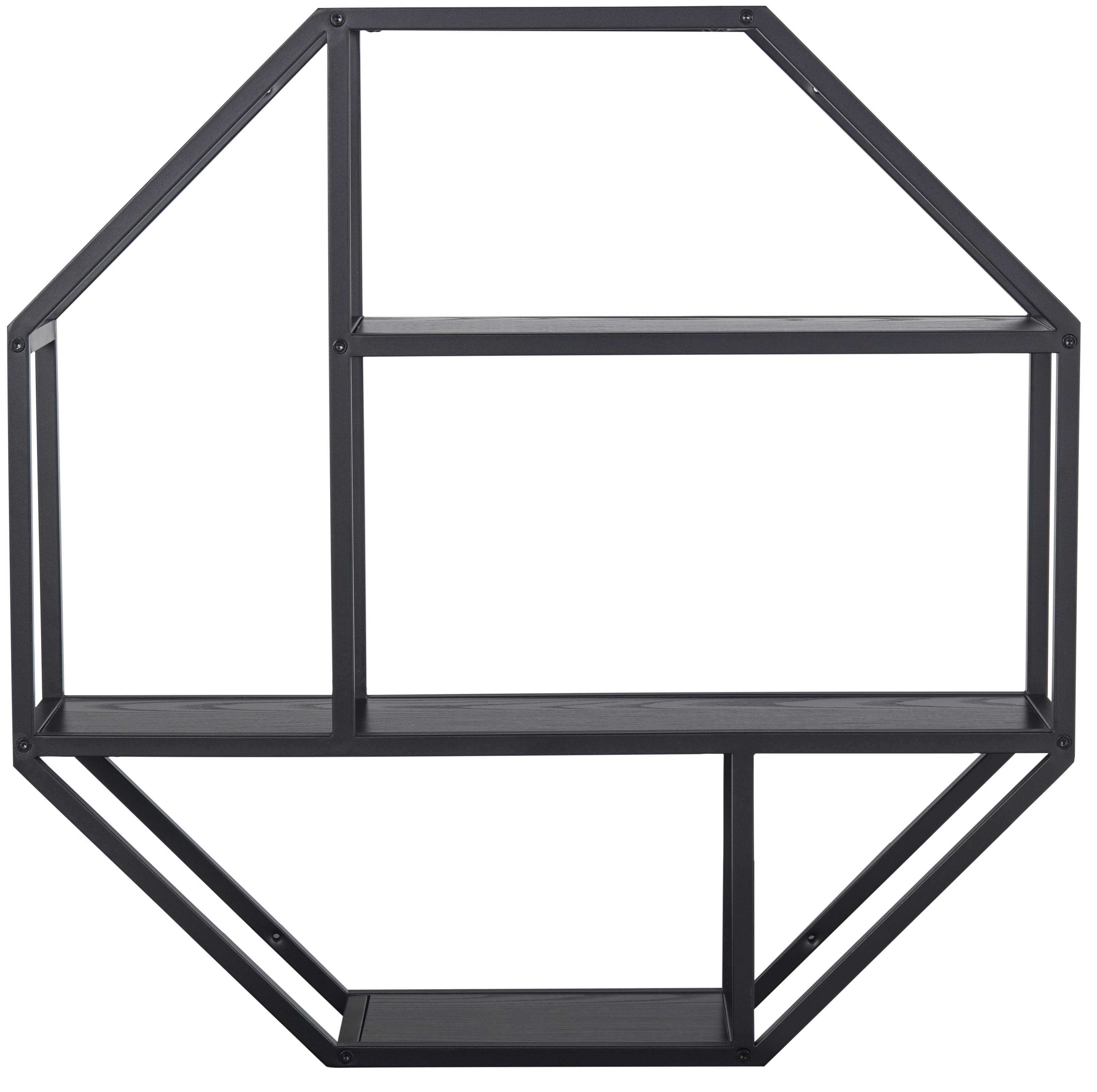 Regał wiszący metalowy z trzema półkami czarny 77x77 cm  – obraz-1