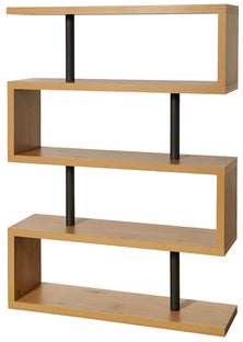 Regał do salonu półki mdf dąb naturalny - rama metalowa czarna 120x165 cm – grafika-1.