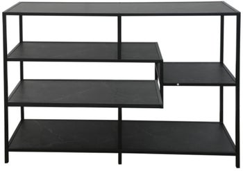 Stylowy regał antracytowy z półkami w marmurowym wykończeniu – grafika-1.