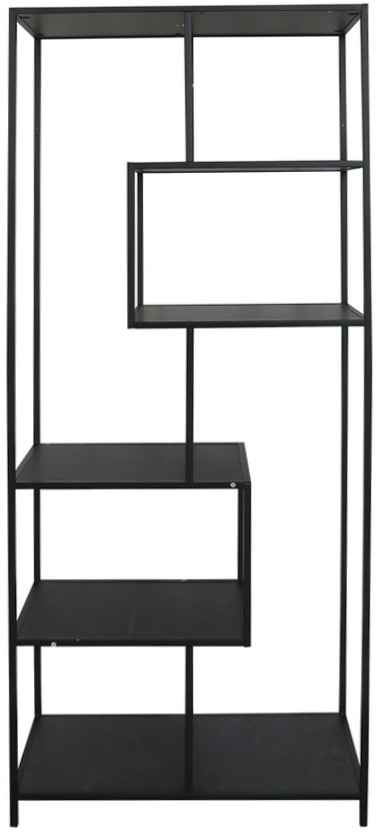 Regał stalowy antracytowy z marmurowymi półkami do nowoczesnych wnętrz – grafika-1.