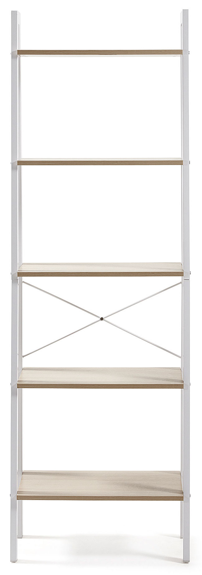 Regał stojący metal biały drewniane półki 172 x 56 cm – obraz-1