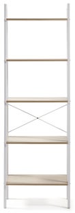 Regał stojący metal biały drewniane półki 172 x 56 cm – obraz-1