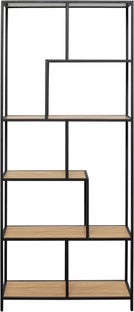 Regał stojący półki naturalne MDF laminowany rama czarna stalowa 77x185 cm – obraz-1