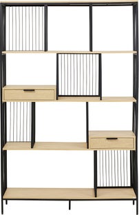 Regał stojący z 2 szufladami fornir dębowy i stal 125x200 cm – obraz-1