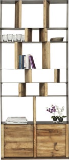 Hylla Storm - Öppen Bokhylla med Skåp Trä/ Svart Stål, 234x100cm – bild-1.