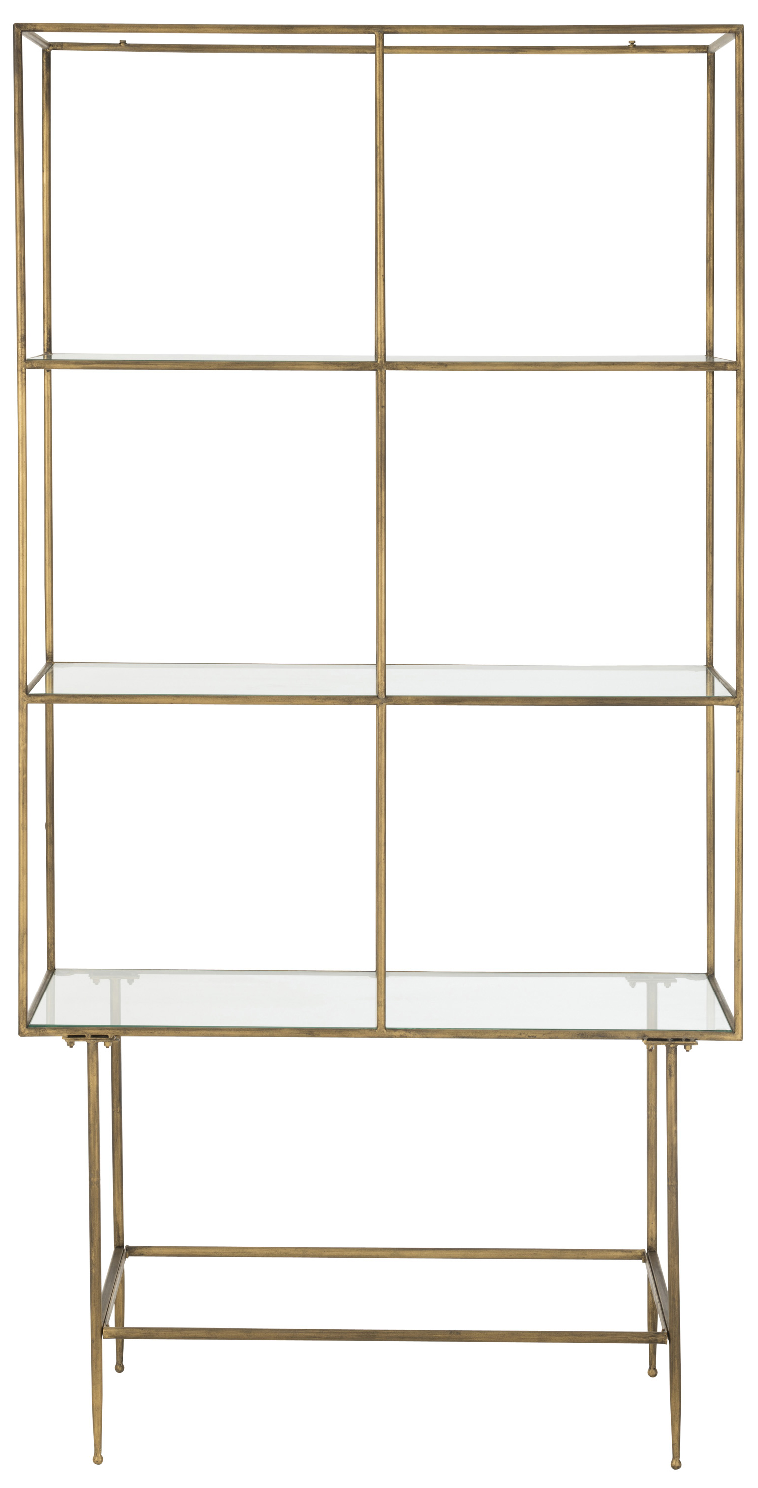 Regał stojący metalowy ze szklanymi półkami złoty 200x100 cm – obraz-1
