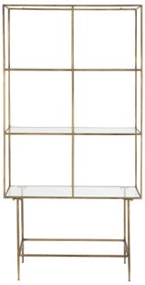 Regał stojący metalowy ze szklanymi półkami złoty 200x100 cm – obraz-1