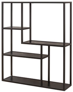 Regał wiszący do salonu z półkami w kolorze czarnym z płyty MDF – grafika-1.