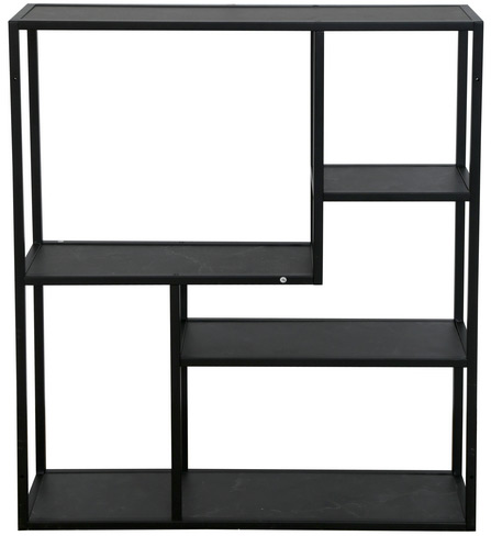 Regał wiszący do salonu z antracytowymi półkami imitującymi marmur – grafika-1.