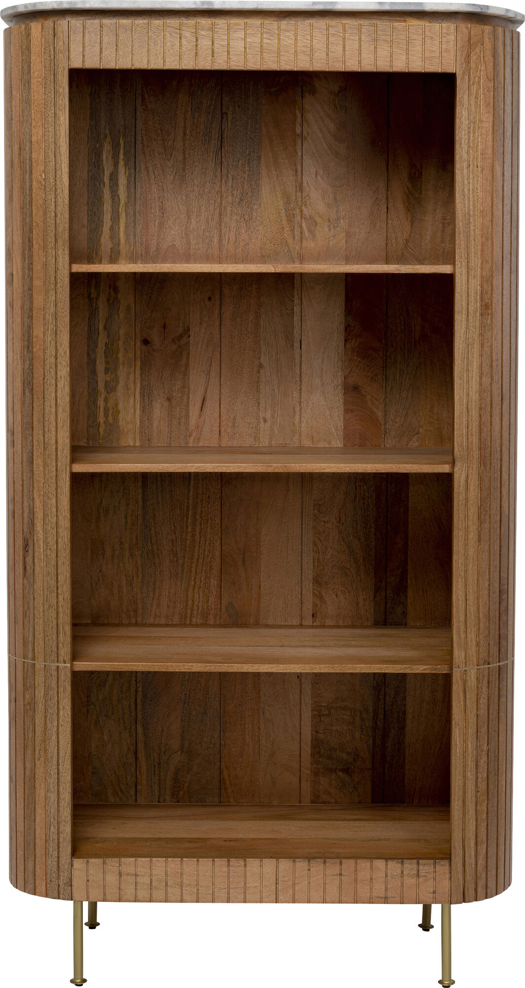 Regał z drewna mango ze stalowymi złotymi nogami 100x190 cm – obraz-1