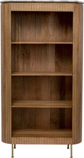 Regał z drewna mango ze stalowymi złotymi nogami 100x190 cm – obraz-1