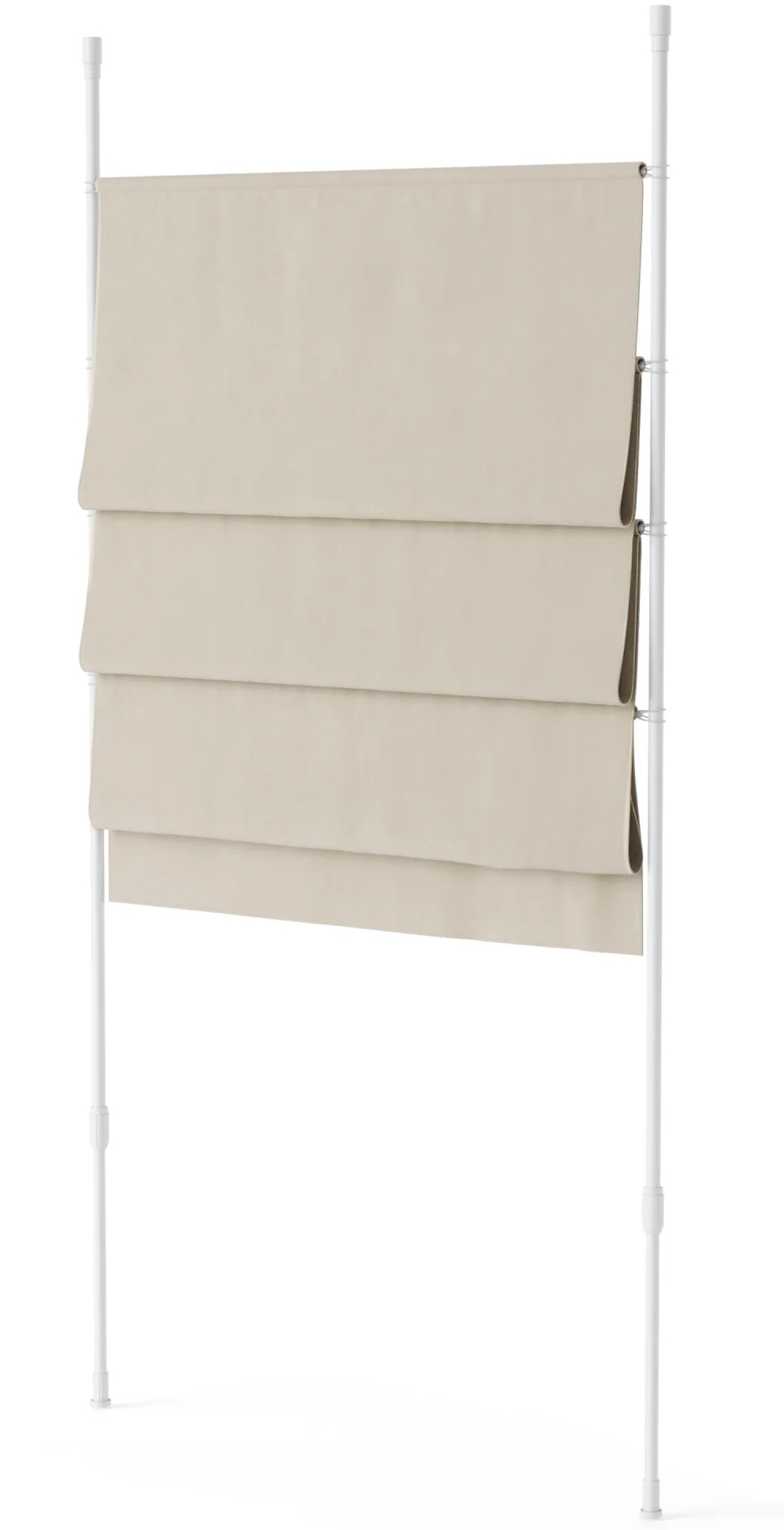 Rolety poliestrowe przenośne na rozsuwanych drążkach w odcieniu beżowym 127x304 cm – obraz-1