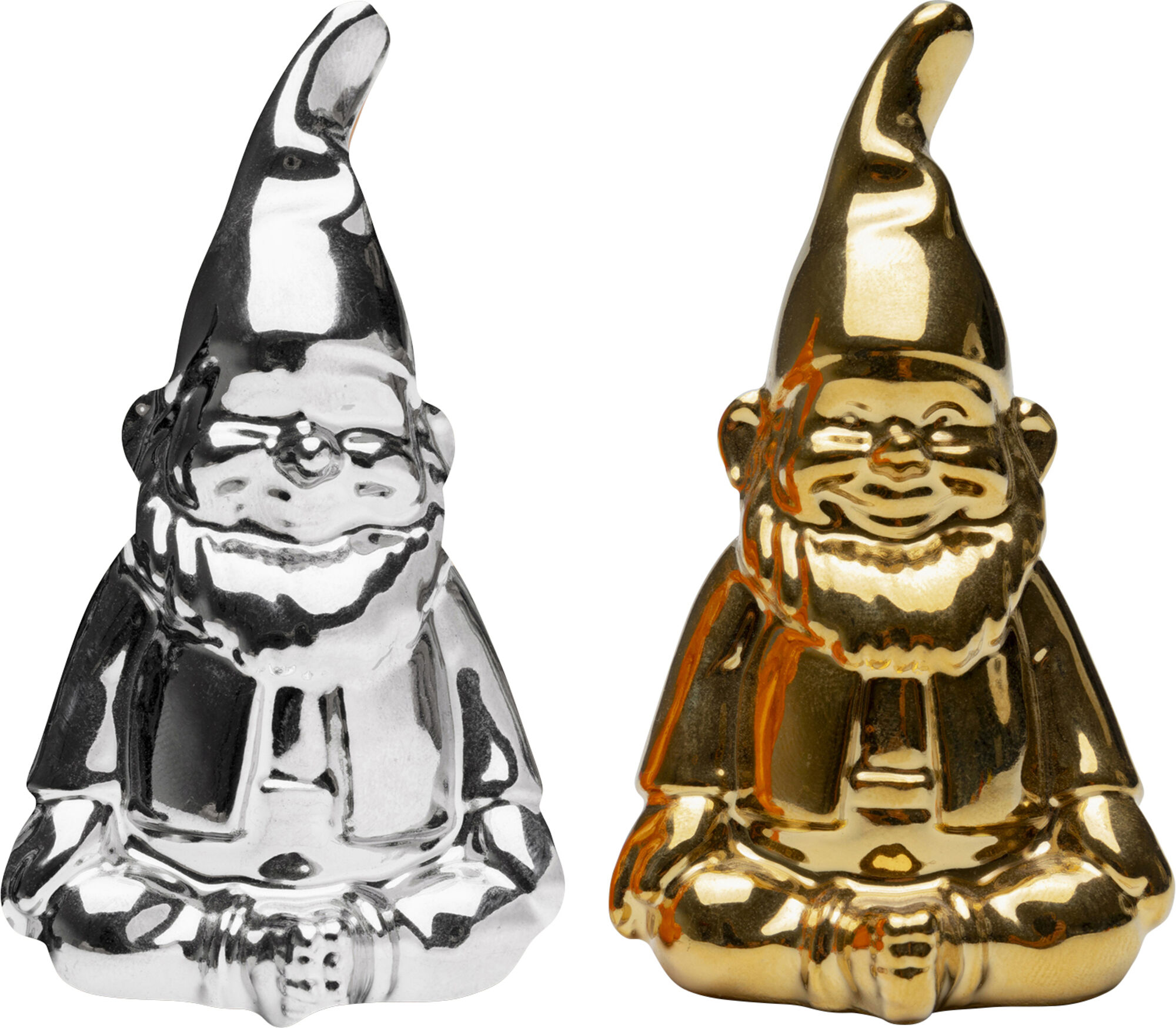 Solniczka i pieprzniczka Gnome srebrno-złota (2-szt) – grafika-1.